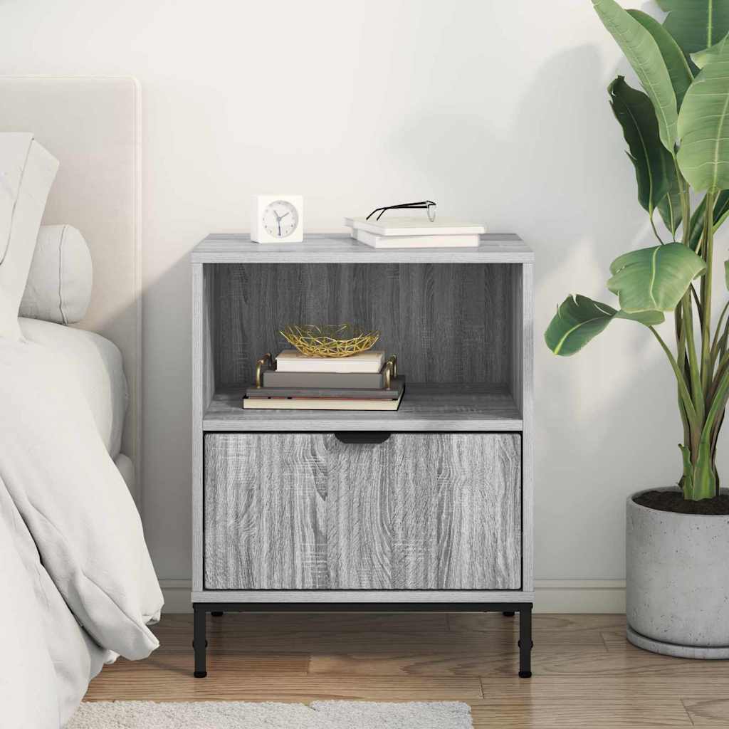 Mesa-de-cabeceira com gaveta Sonoma cinzento 49 x 36 x 61 cm