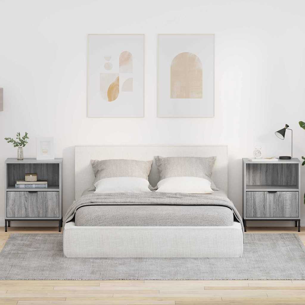 Mesas de cabeceira 2 pcs Sonoma cinzento 49 x 36 x 61 cm