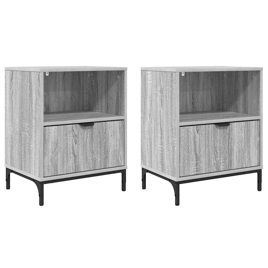 Mesas de cabeceira 2 pcs Sonoma cinzento 49 x 36 x 61 cm