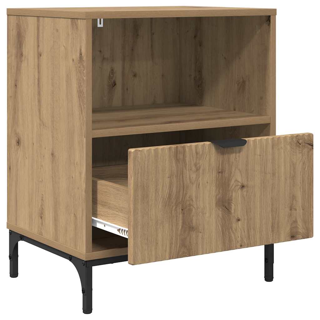 Mesa-de-cabeceira com gaveta carvalho artisiano 49 x 36 x 61 cm