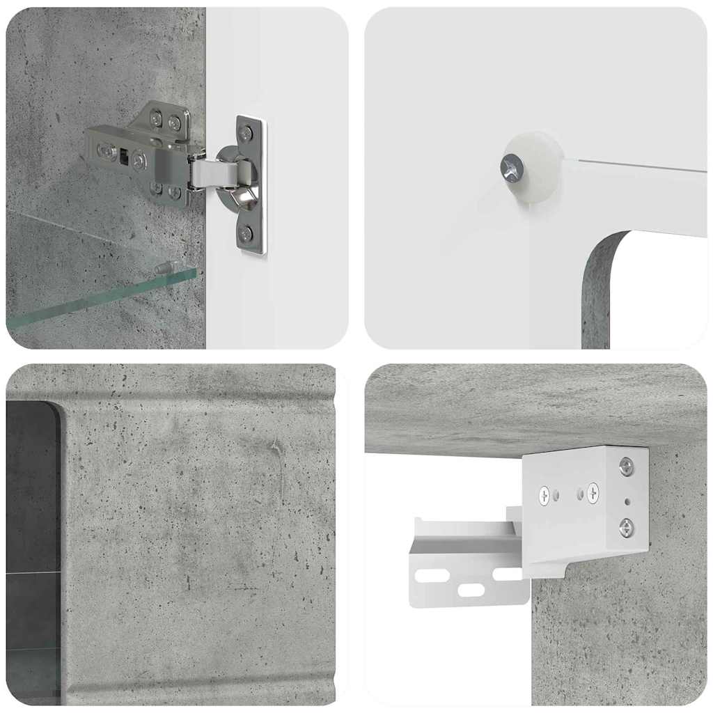Estante de Parede com porta Cinzento cimento 55 x 29 x 100 cm