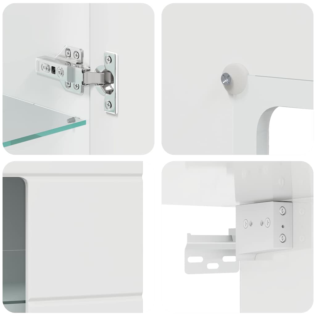 Estante de Parede com porta Branco brilhante 55 x 29 x 100 cm