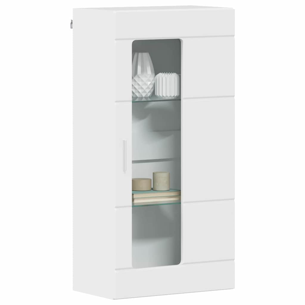 Estante de Parede com porta Branco brilhante 55 x 29 x 100 cm