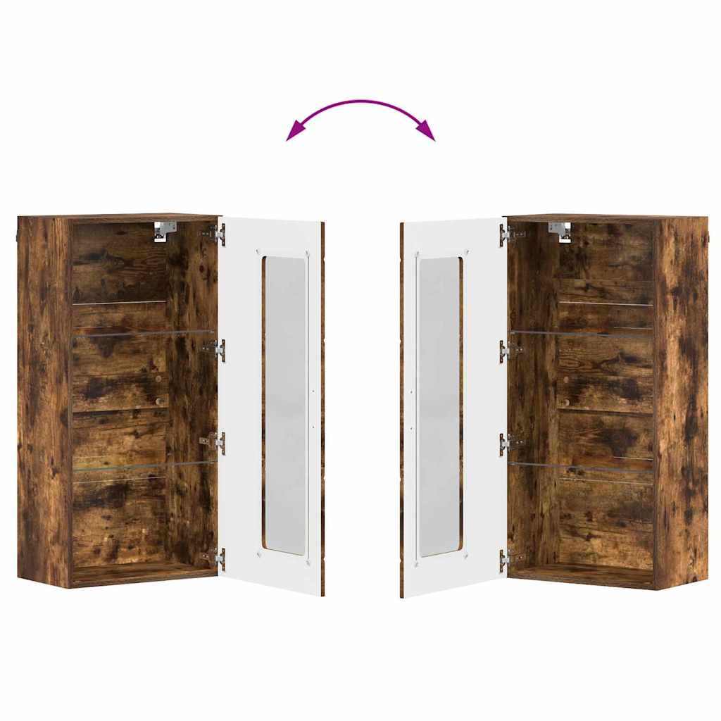 Estante de Parede com porta Carvalho fumado 55 x 29 x 100 cm