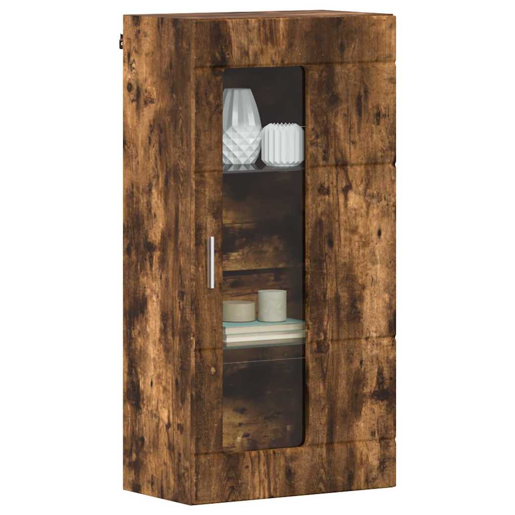 Estante de Parede com porta Carvalho fumado 55 x 29 x 100 cm