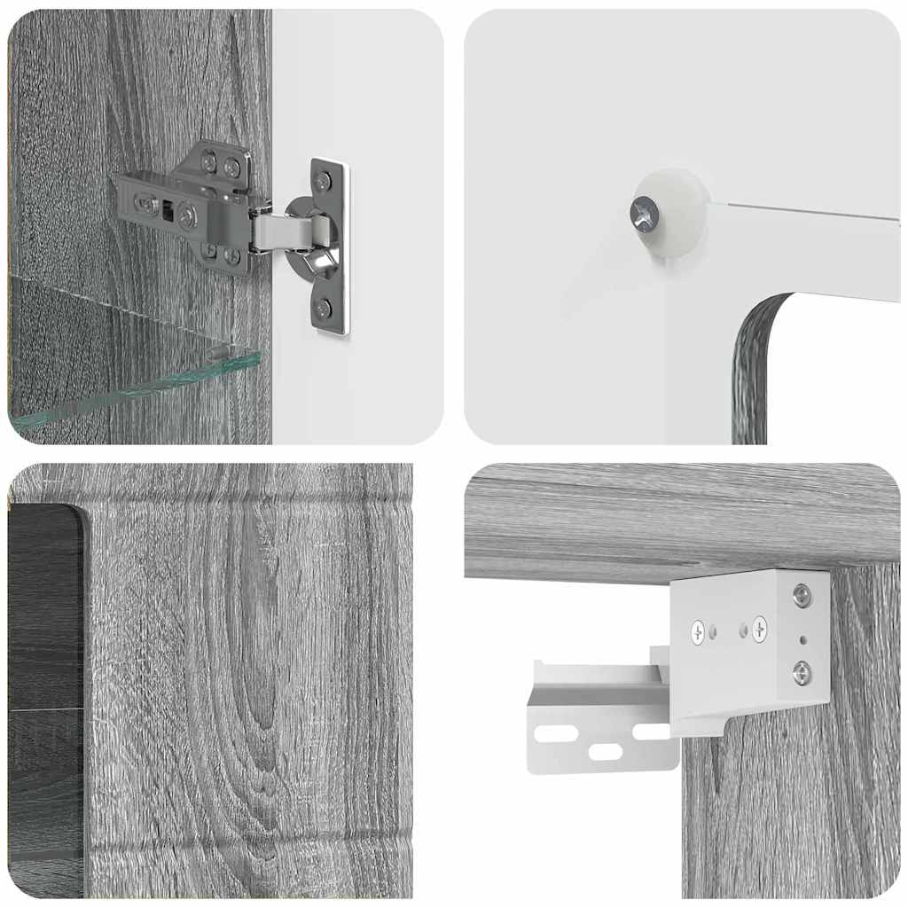 Estante de Parede com porta Sonoma cinzento 55 x 29 x 100 cm
