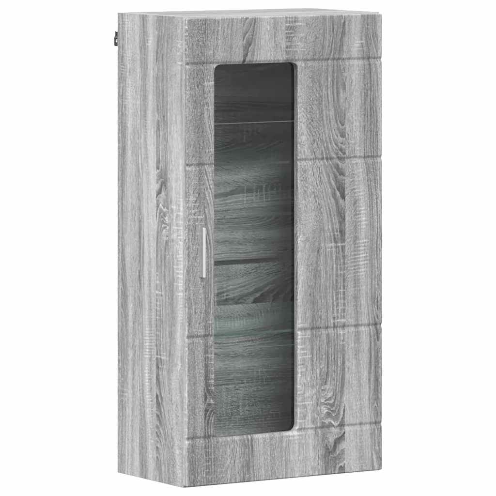 Estante de Parede com porta Sonoma cinzento 55 x 29 x 100 cm