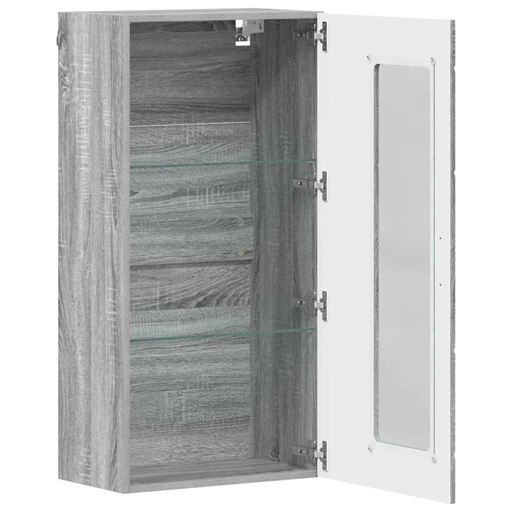 Estante de Parede com porta Sonoma cinzento 55 x 29 x 100 cm