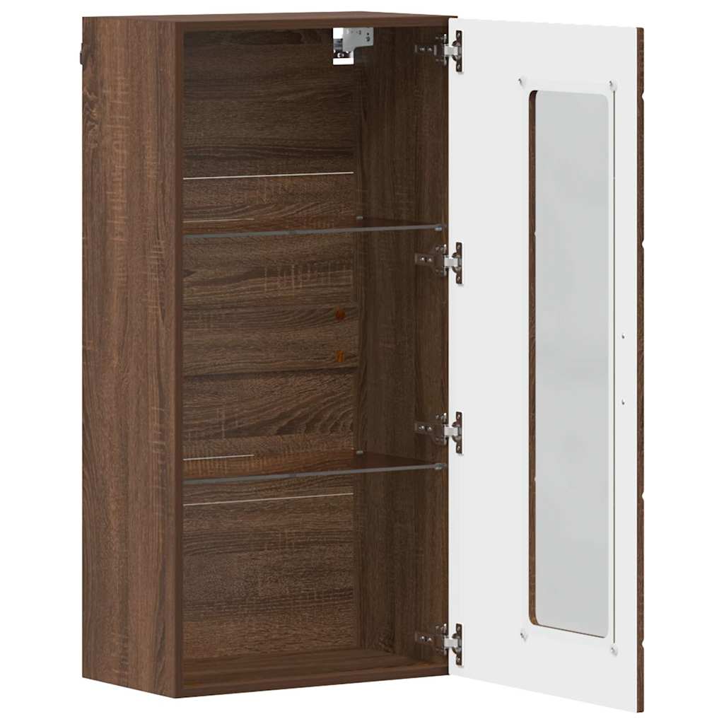 Estante de Parede com porta Carvalho castanho 55 x 29 x 100 cm