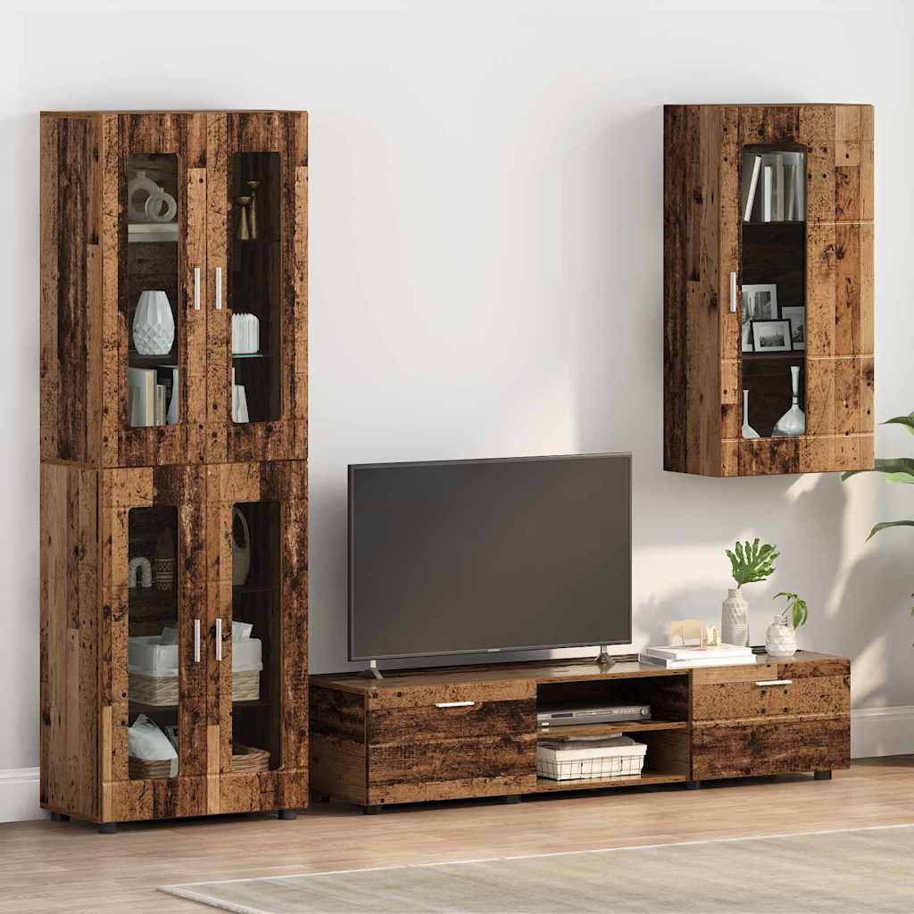 Estante de Parede com porta Madeira antiga 55 x 29 x 100 cm