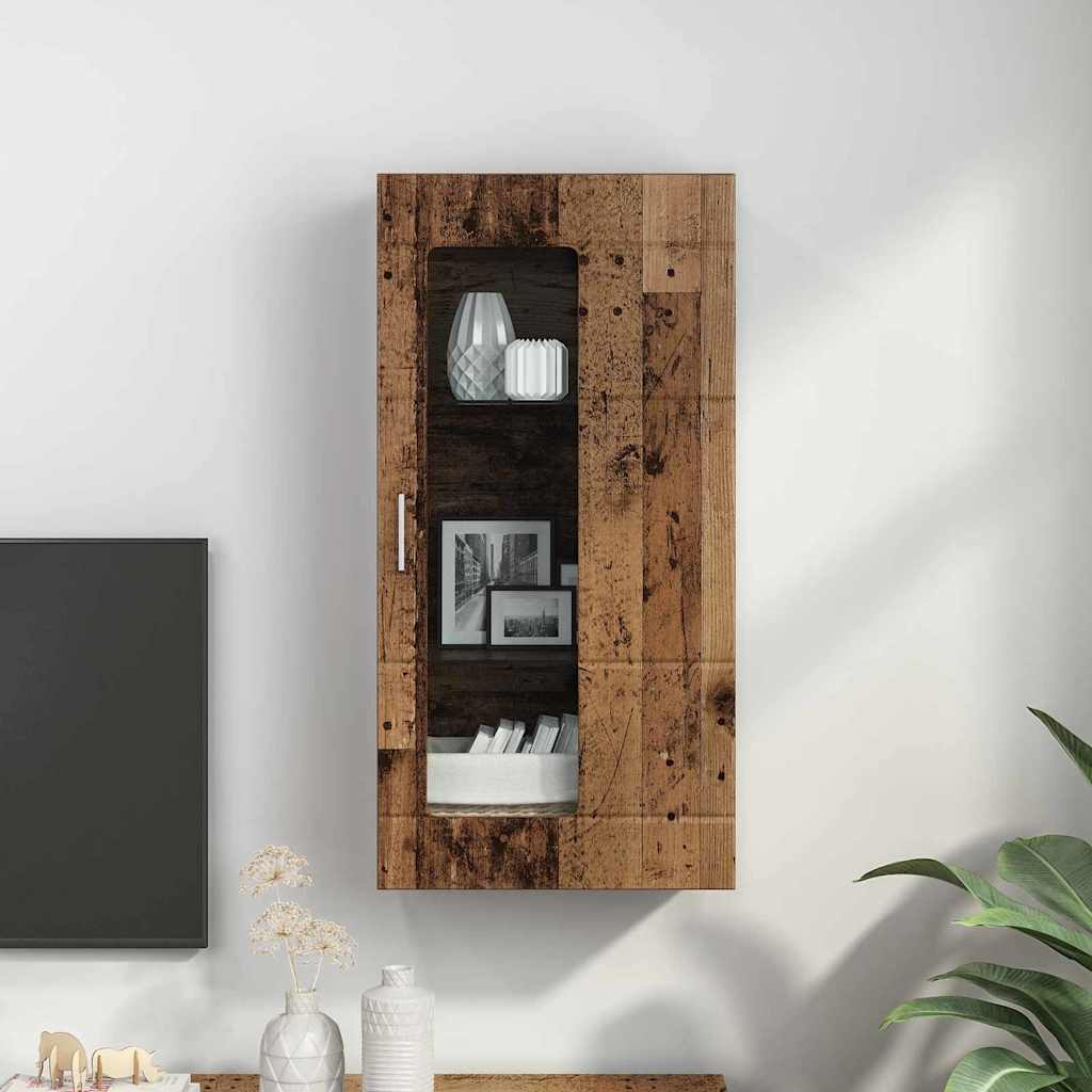 Estante de Parede com porta Madeira antiga 55 x 29 x 100 cm
