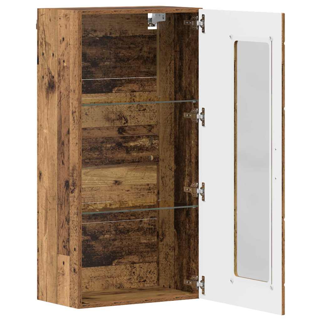 Estante de Parede com porta Madeira antiga 55 x 29 x 100 cm