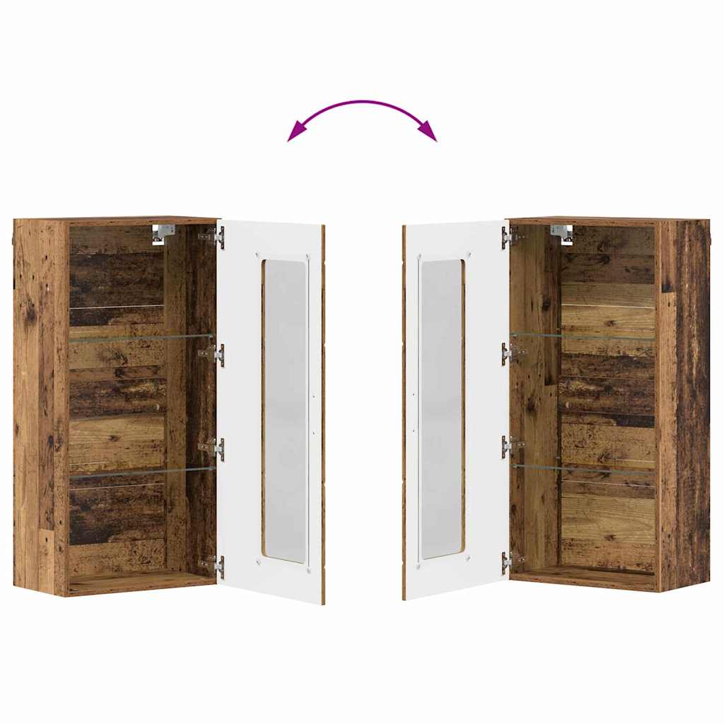 Estante de Parede com porta Madeira antiga 55 x 29 x 100 cm