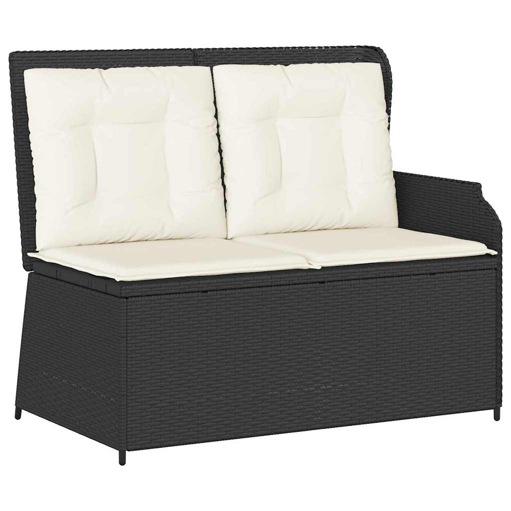Banco de jardim com almofada Preto Rattan Sintético