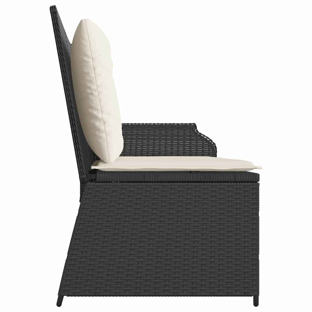Banco de jardim com almofada Preto Rattan Sintético