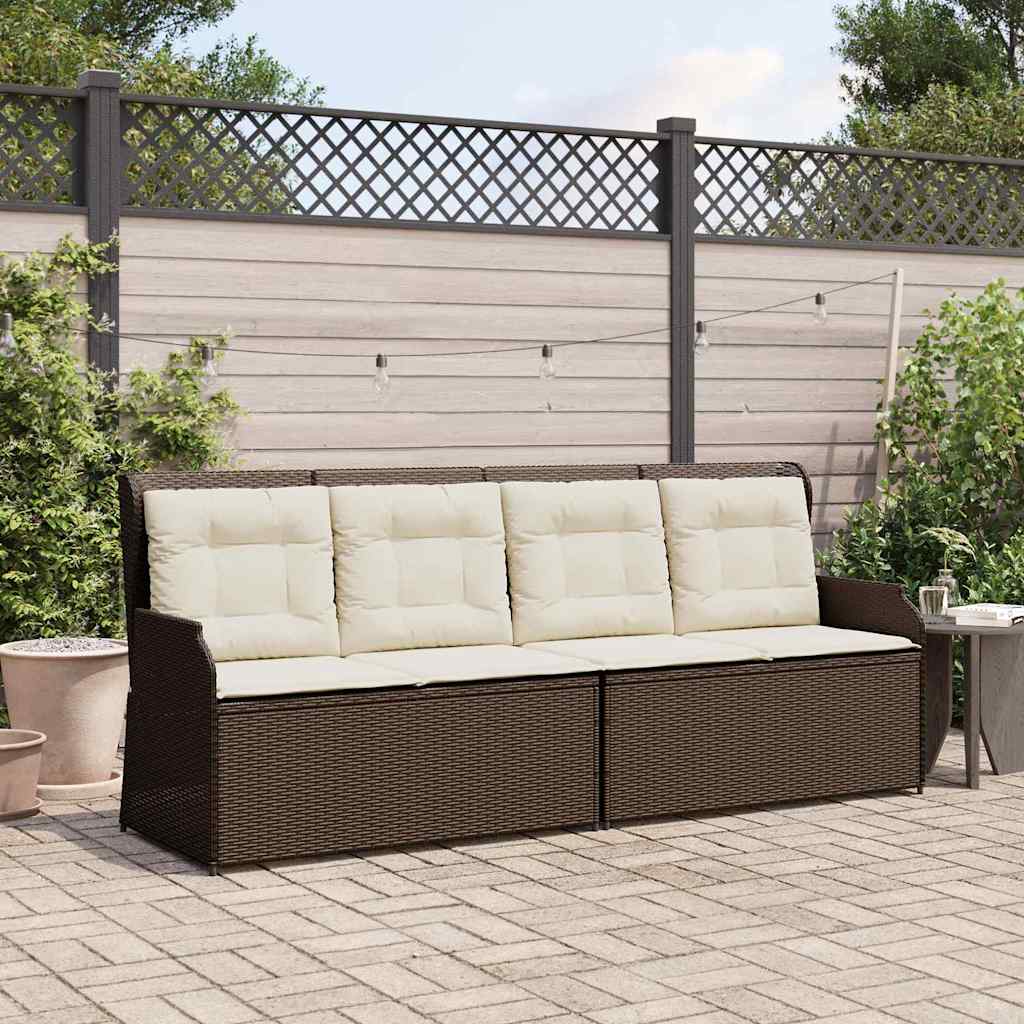 Banco de jardim com almofada Castanho Rattan Sintético