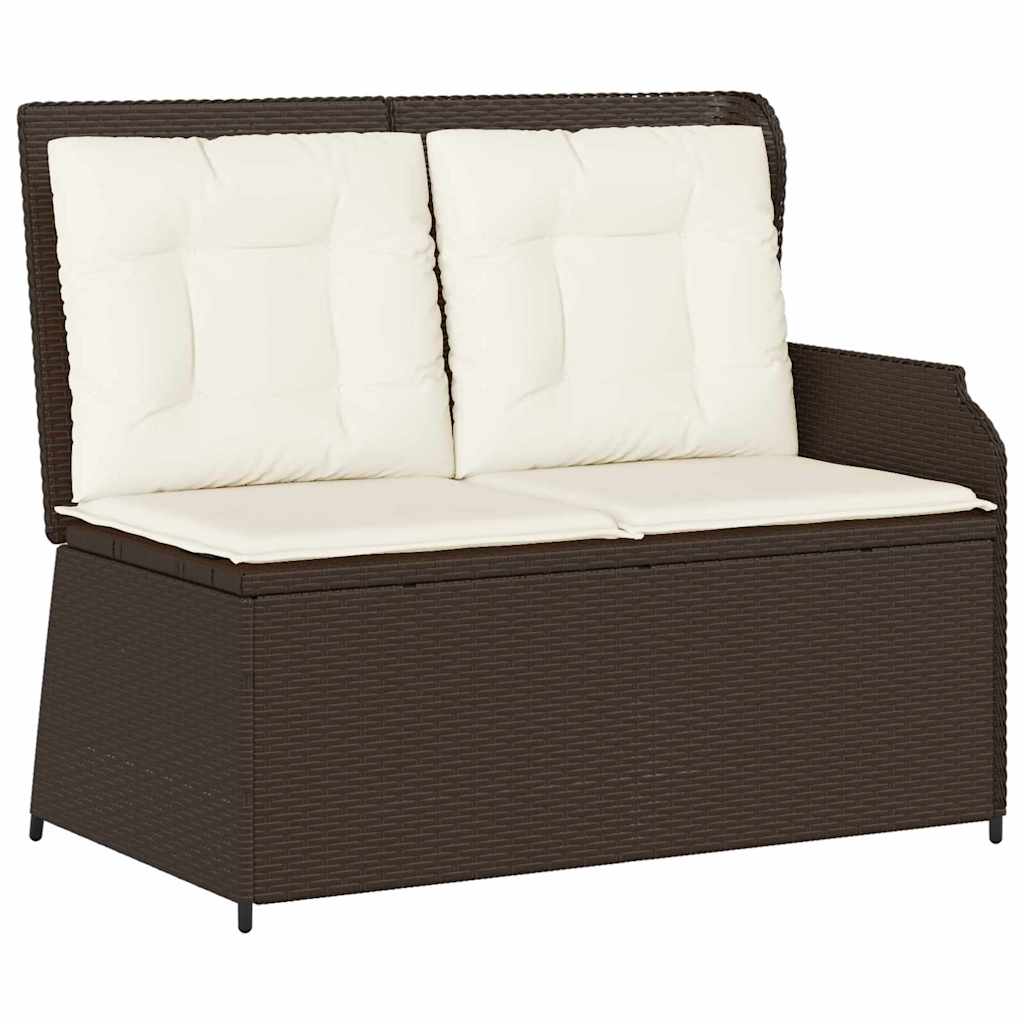 Banco de jardim com almofada Castanho Rattan Sintético