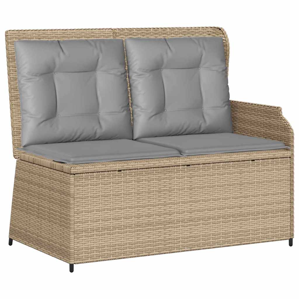Banco de jardim com almofada Bege Rattan Sintético