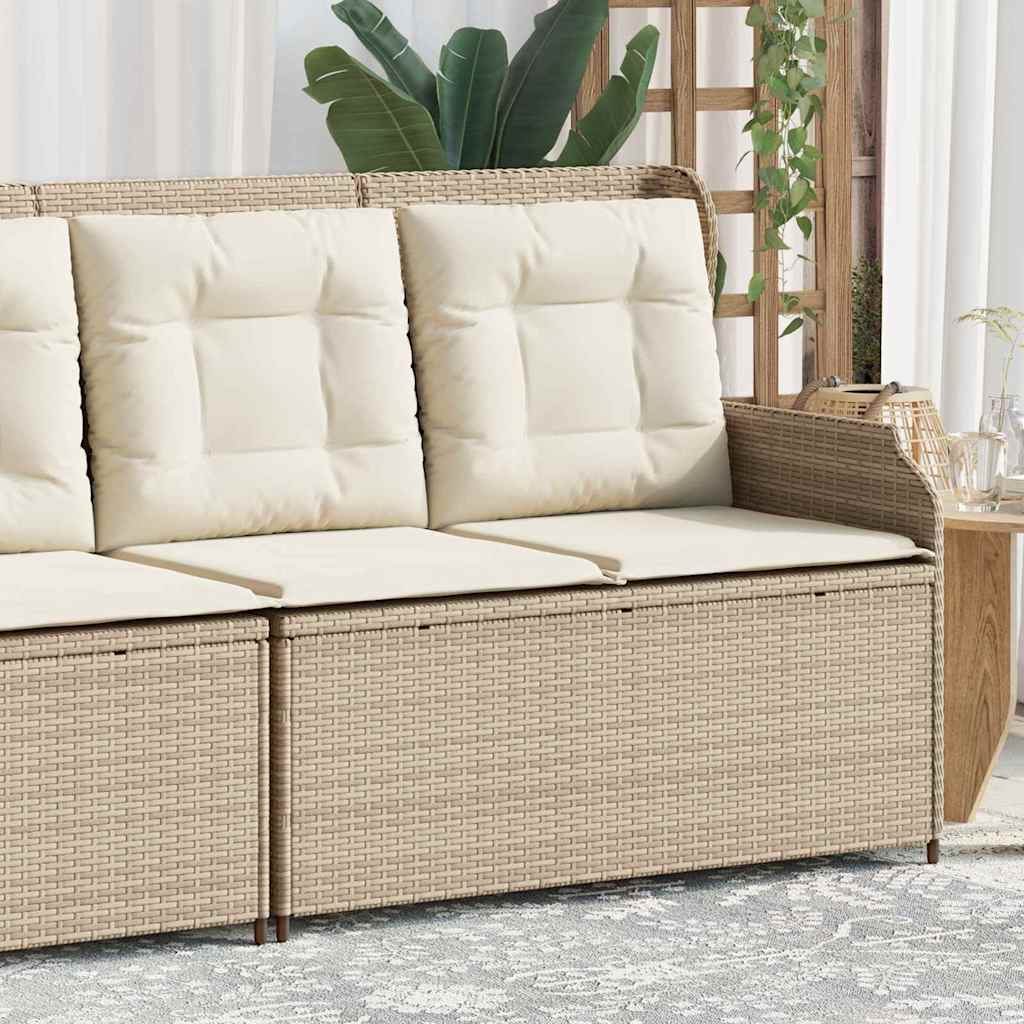 Banco de jardim com almofada Bege Rattan Sintético