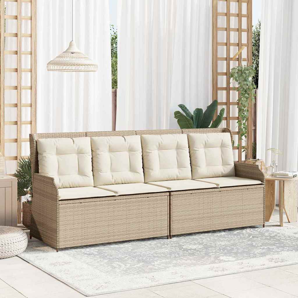 Banco de jardim com almofada Bege Rattan Sintético