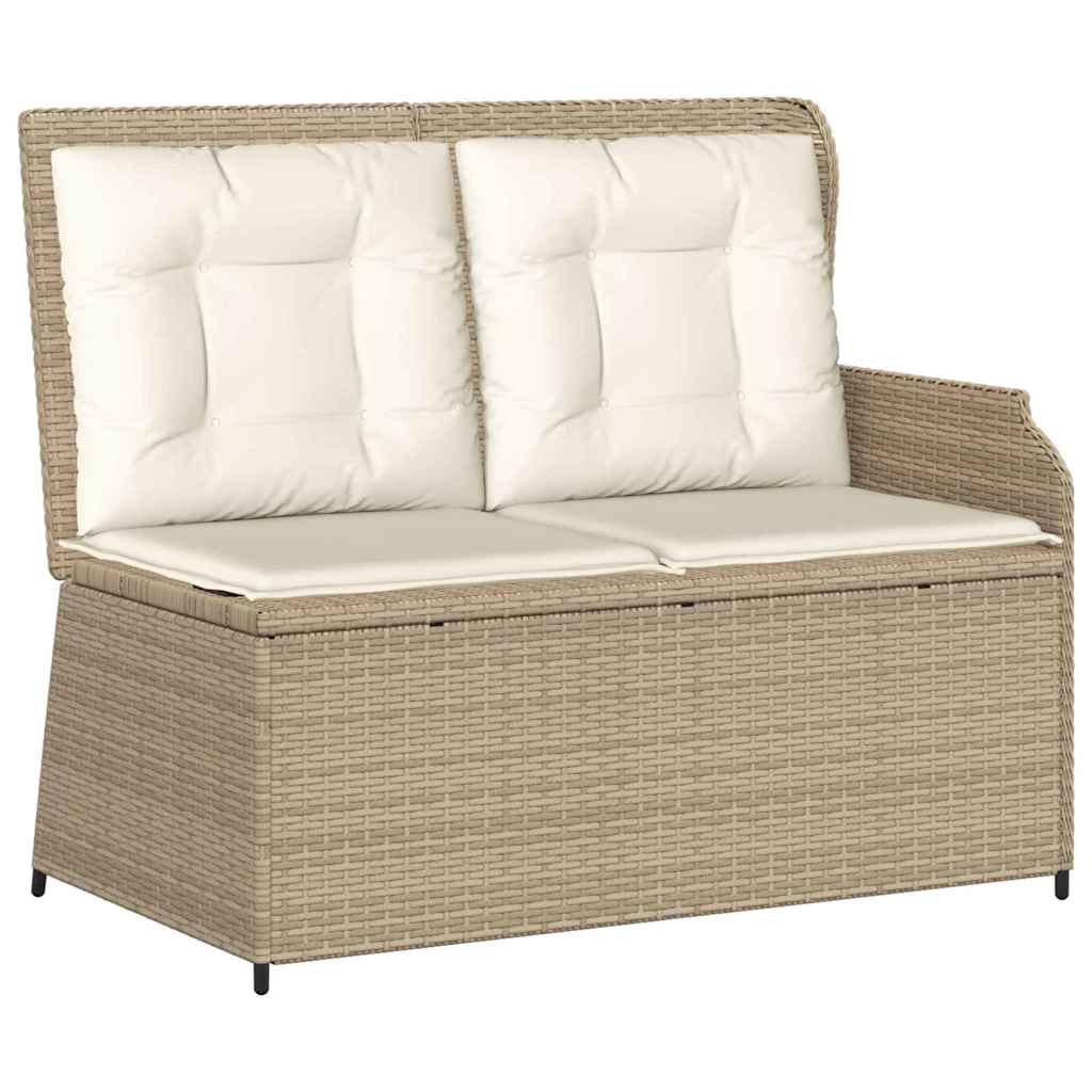 Banco de jardim com almofada Bege Rattan Sintético