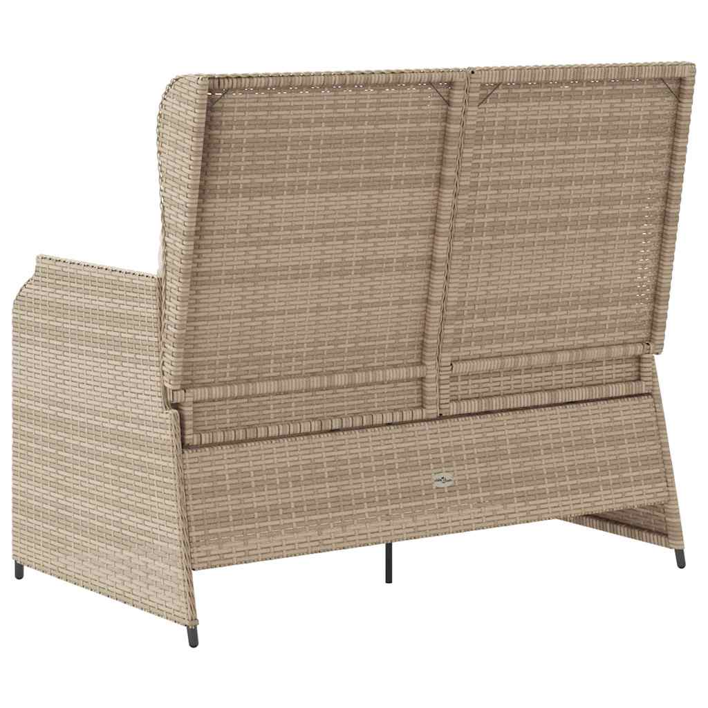 Banco de jardim com almofada Bege Rattan Sintético