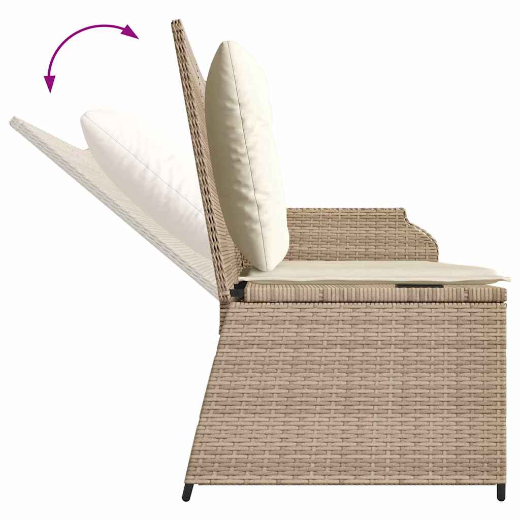 Banco de jardim com almofada Bege Rattan Sintético