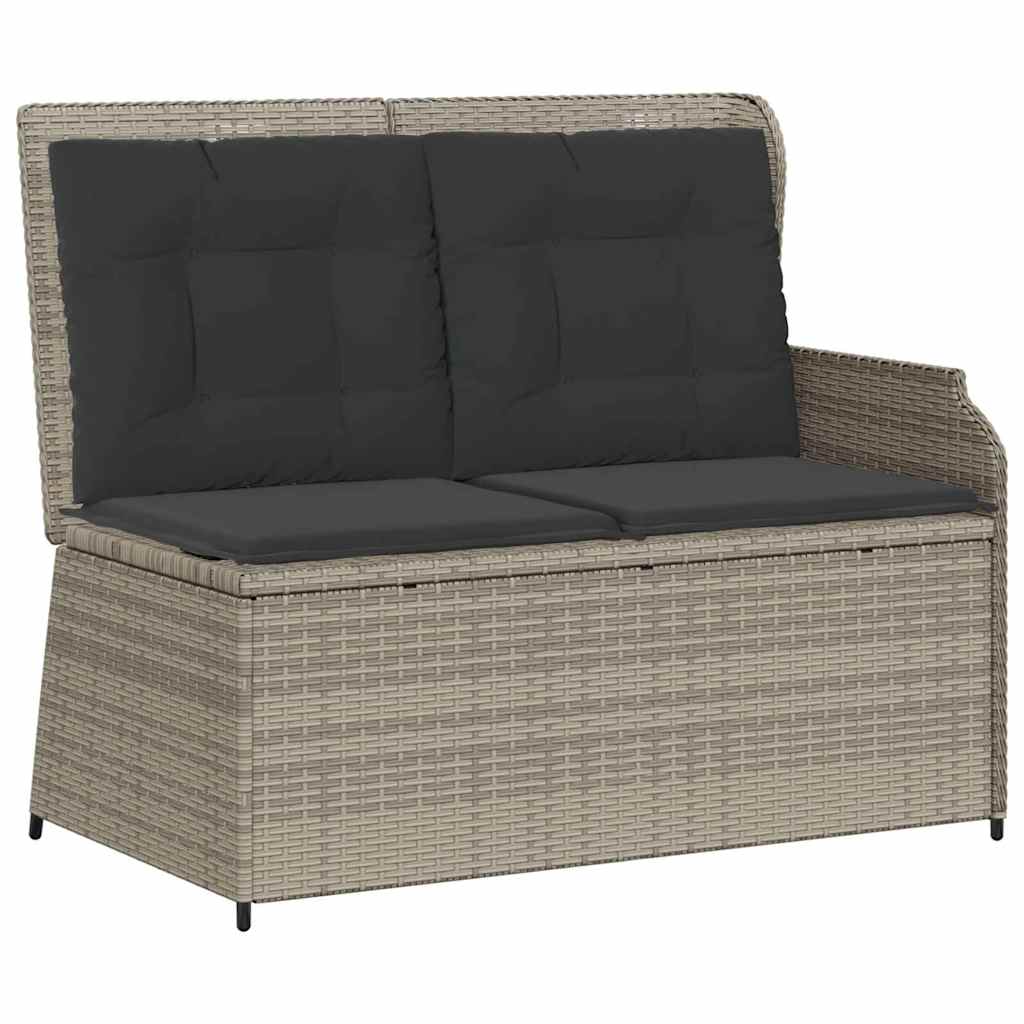 Banco de jardim com almofada Cinzento-claro Rattan Sintético