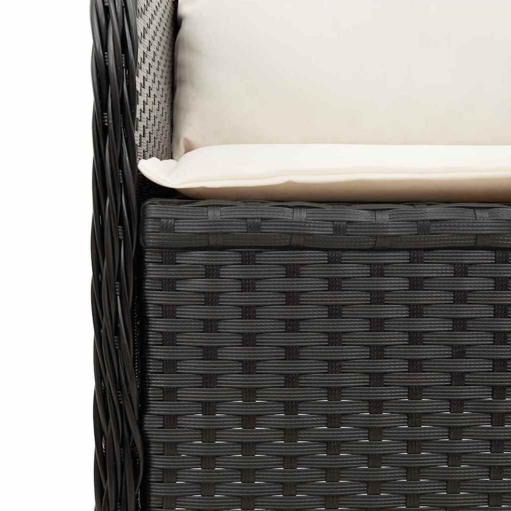 Banco de jardim com almofada Preto Rattan Sintético