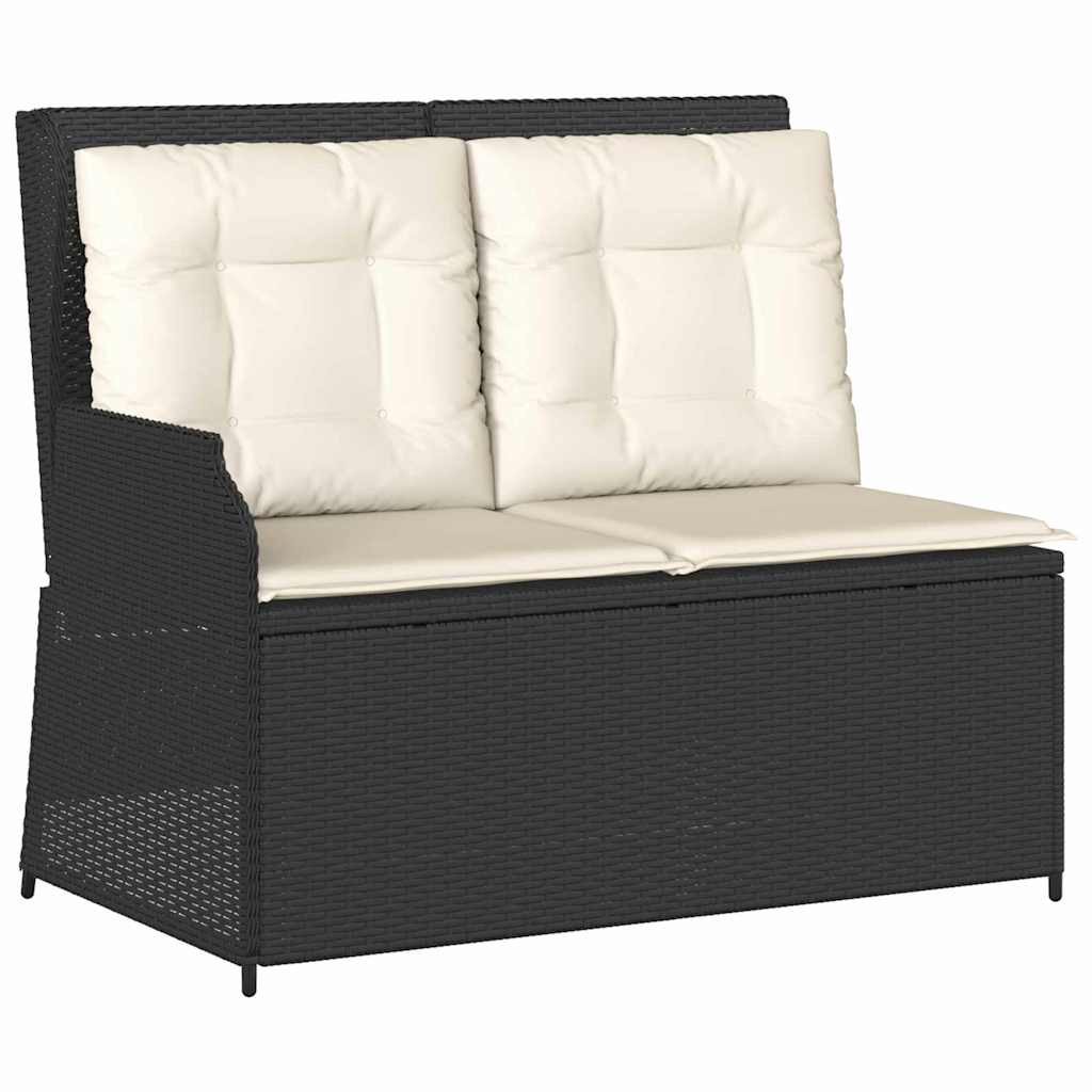 Banco de jardim com almofada Preto Rattan Sintético