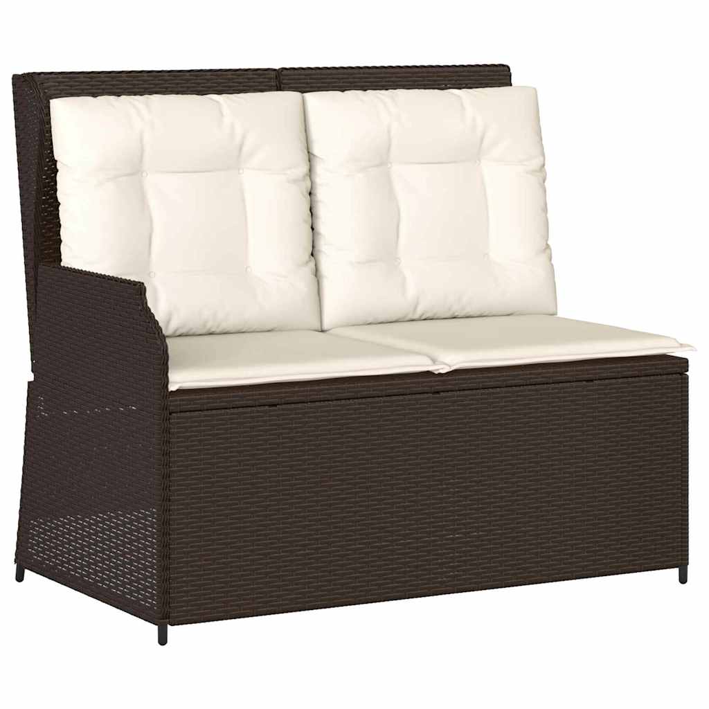 Banco de jardim com almofada Castanho Rattan Sintético