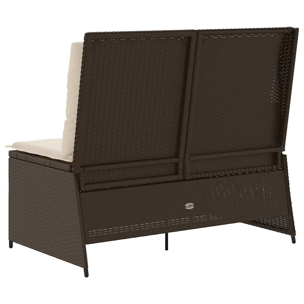 Banco de jardim com almofada Castanho Rattan Sintético