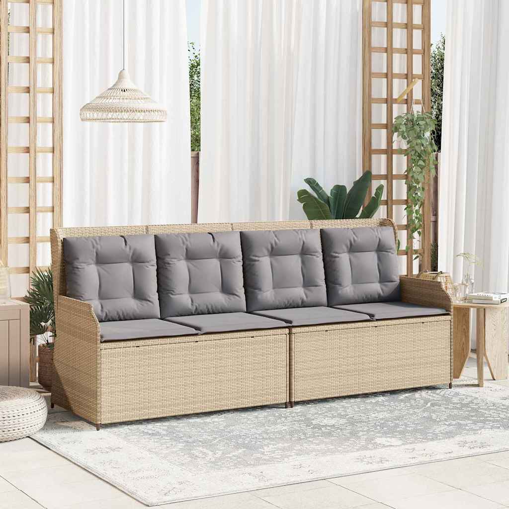 Banco de jardim com almofada Bege Rattan Sintético