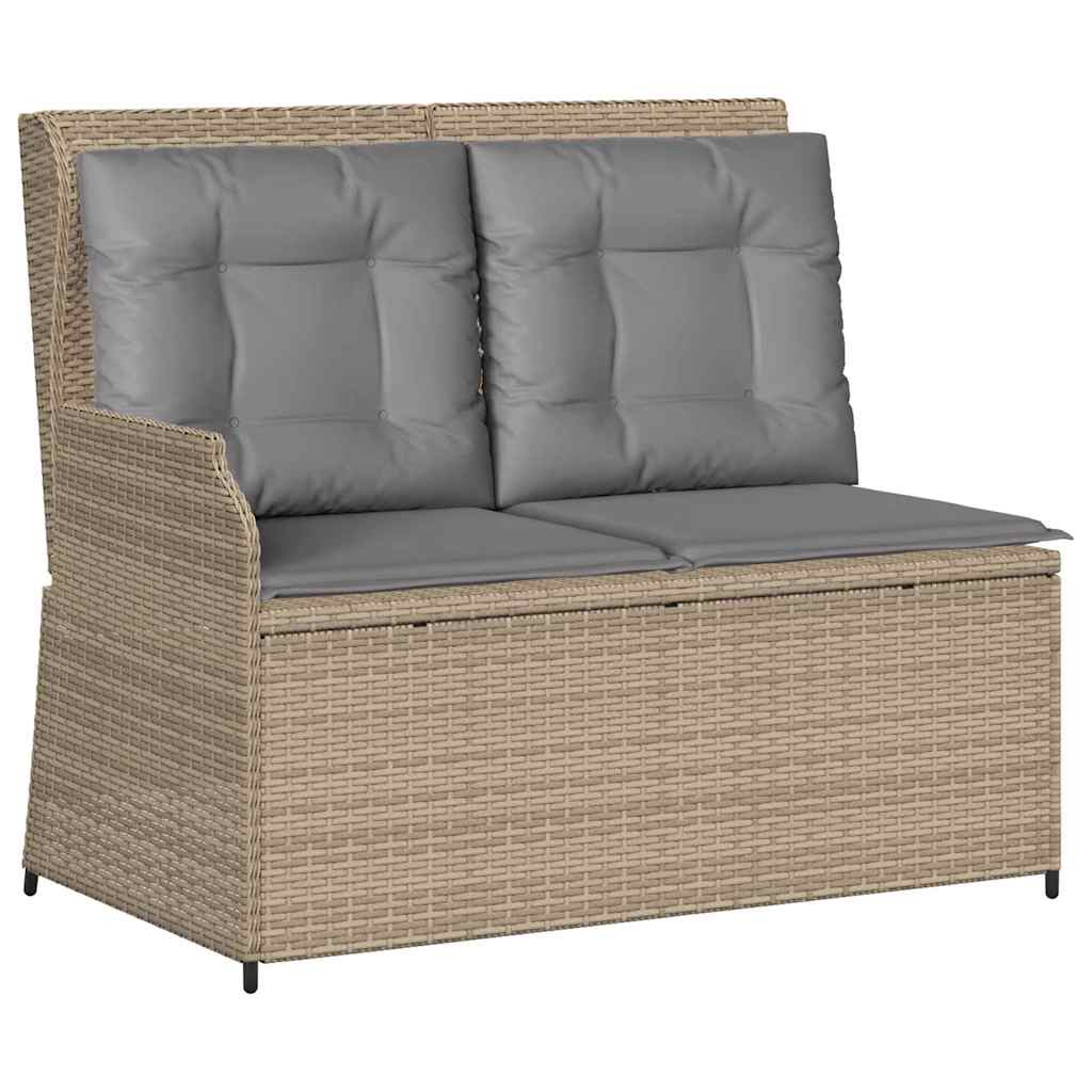Banco de jardim com almofada Bege Rattan Sintético