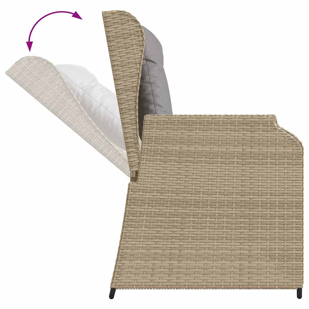 Banco de jardim com almofada Bege Rattan Sintético