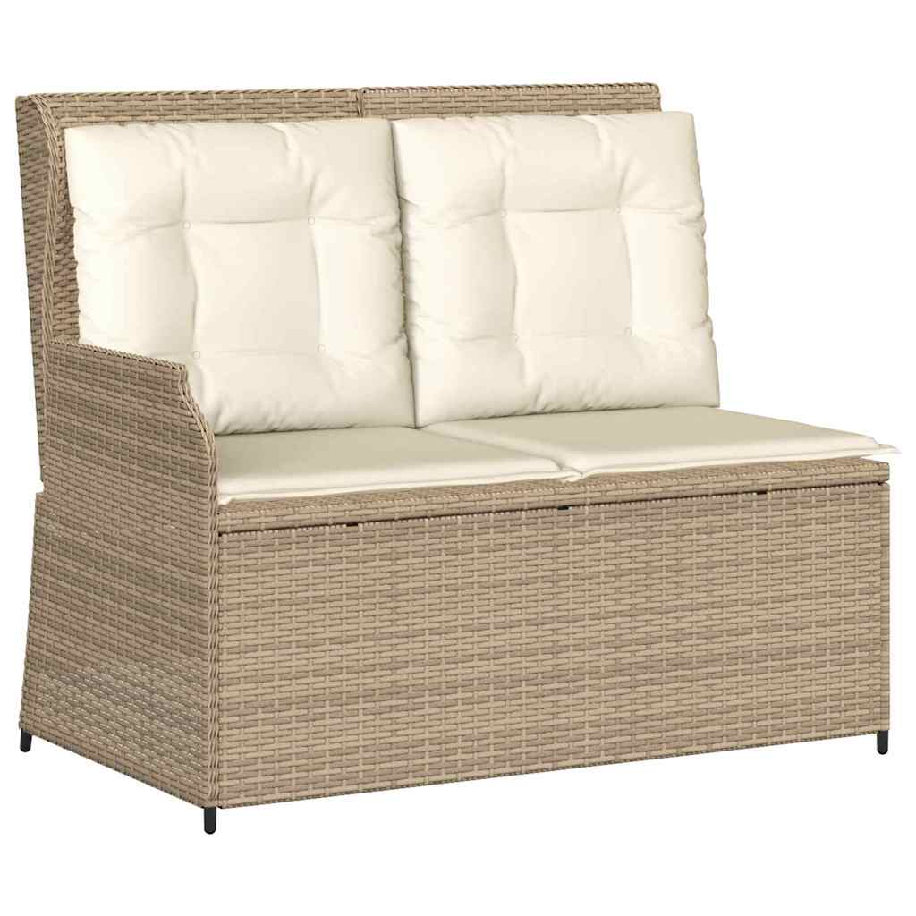 Banco de jardim com almofada Bege Rattan Sintético