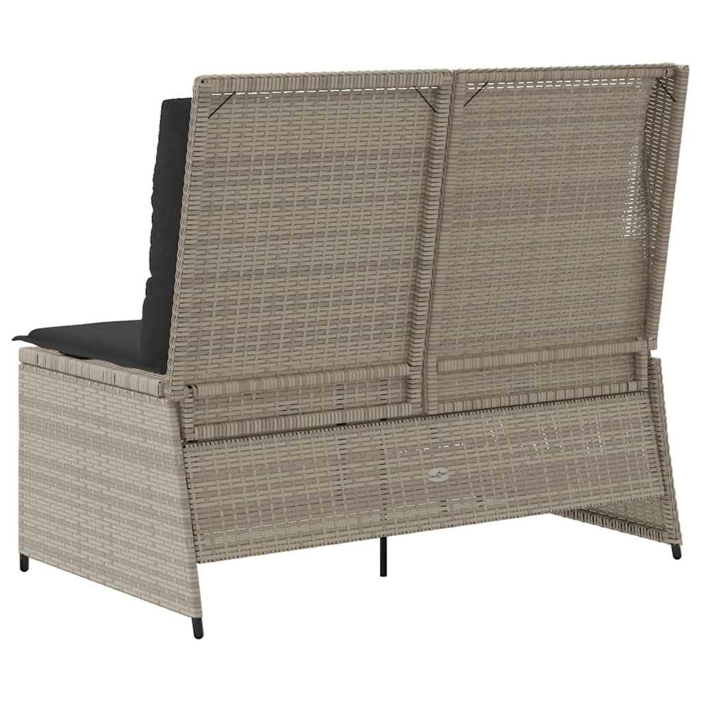 Banco de jardim com almofada Cinzento-claro Rattan Sintético
