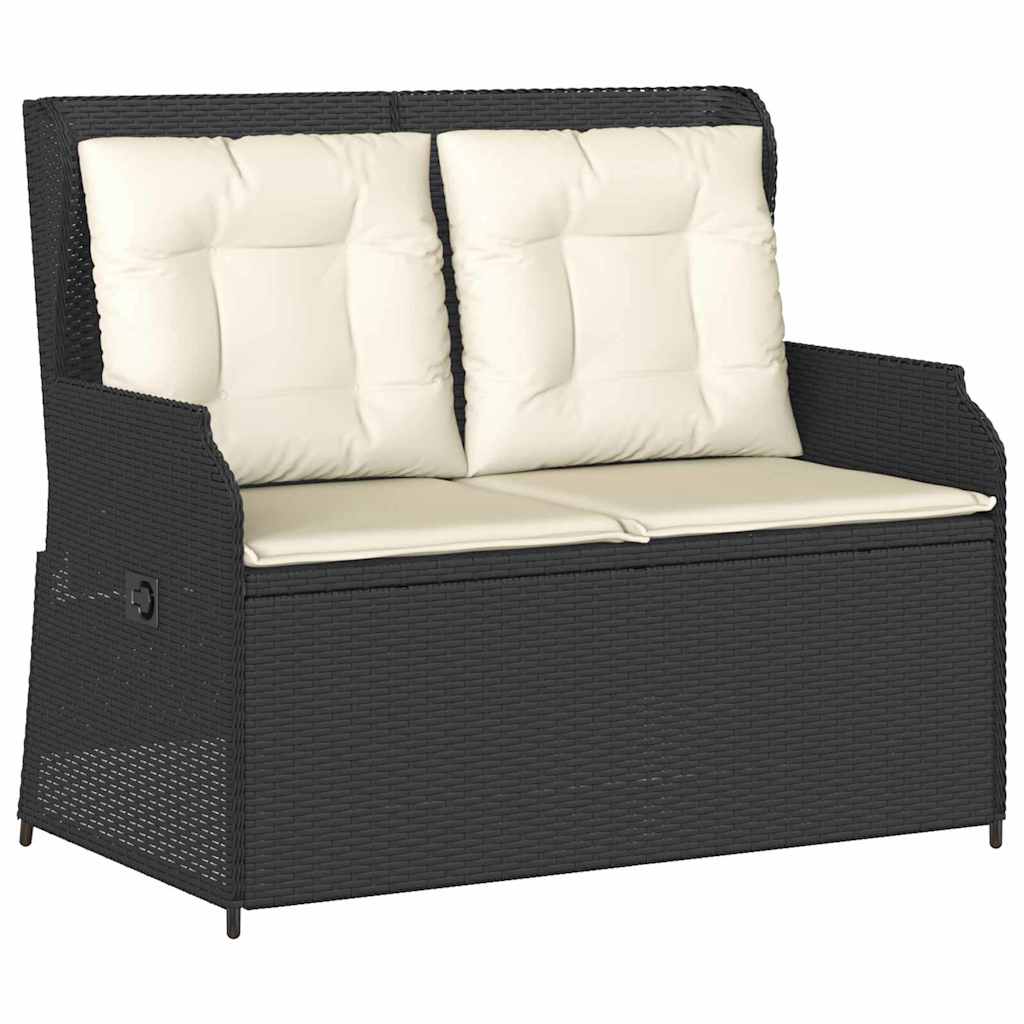 Banco de jardim com almofada Preto Rattan Sintético