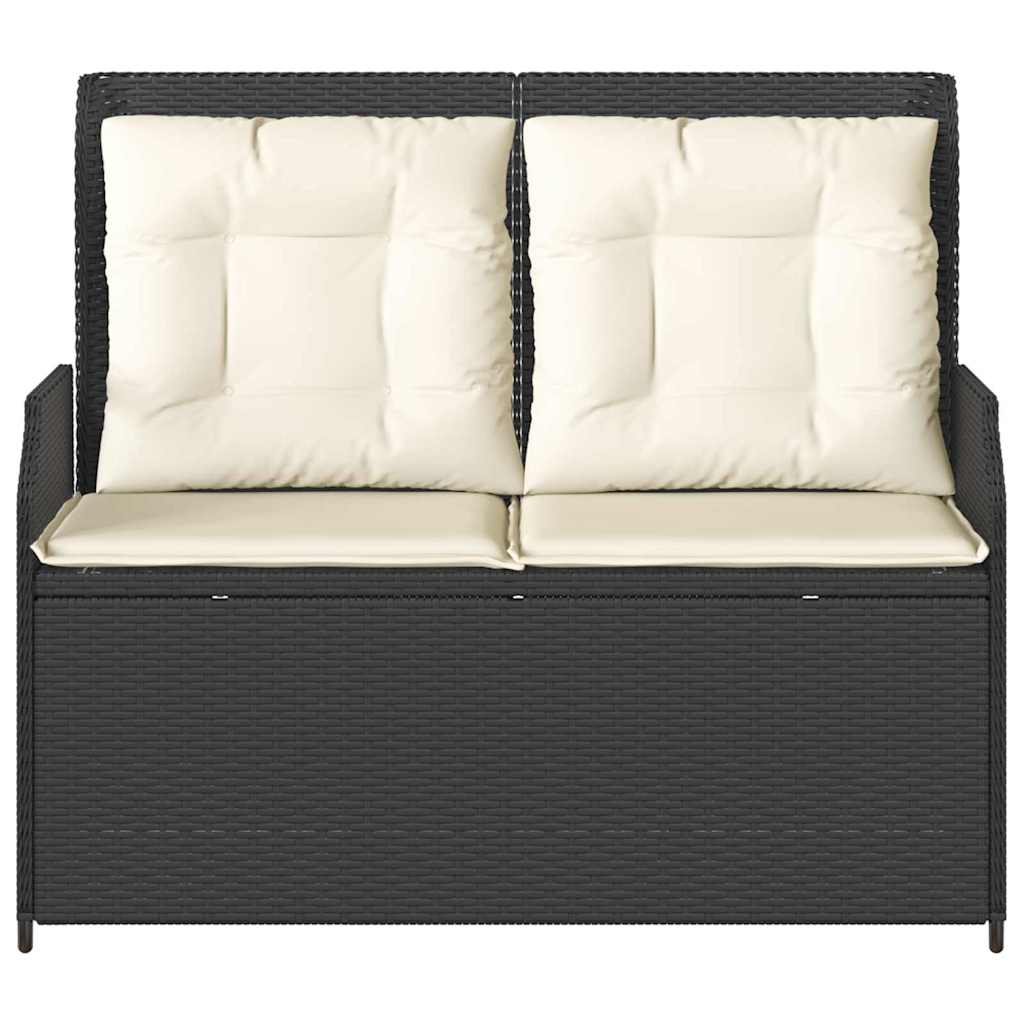 Banco de jardim com almofada Preto Rattan Sintético