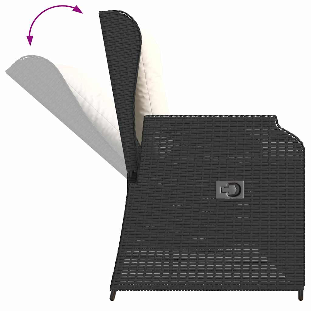 Banco de jardim com almofada Preto Rattan Sintético