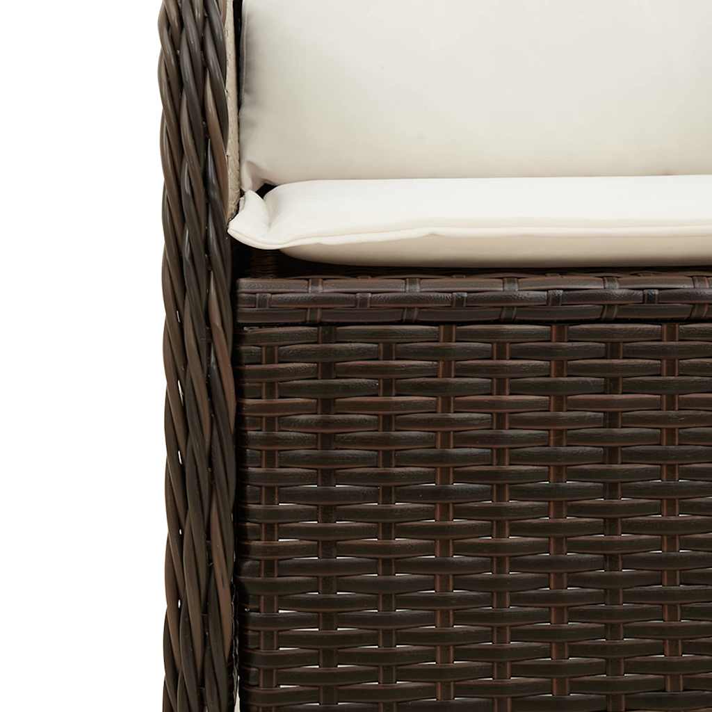 Banco de jardim com almofada Castanho Rattan Sintético