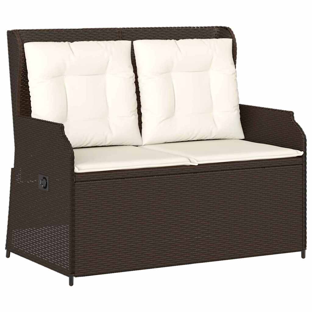 Banco de jardim com almofada Castanho Rattan Sintético