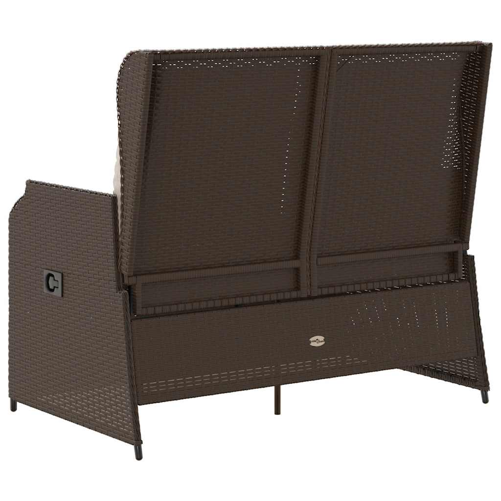 Banco de jardim com almofada Castanho Rattan Sintético