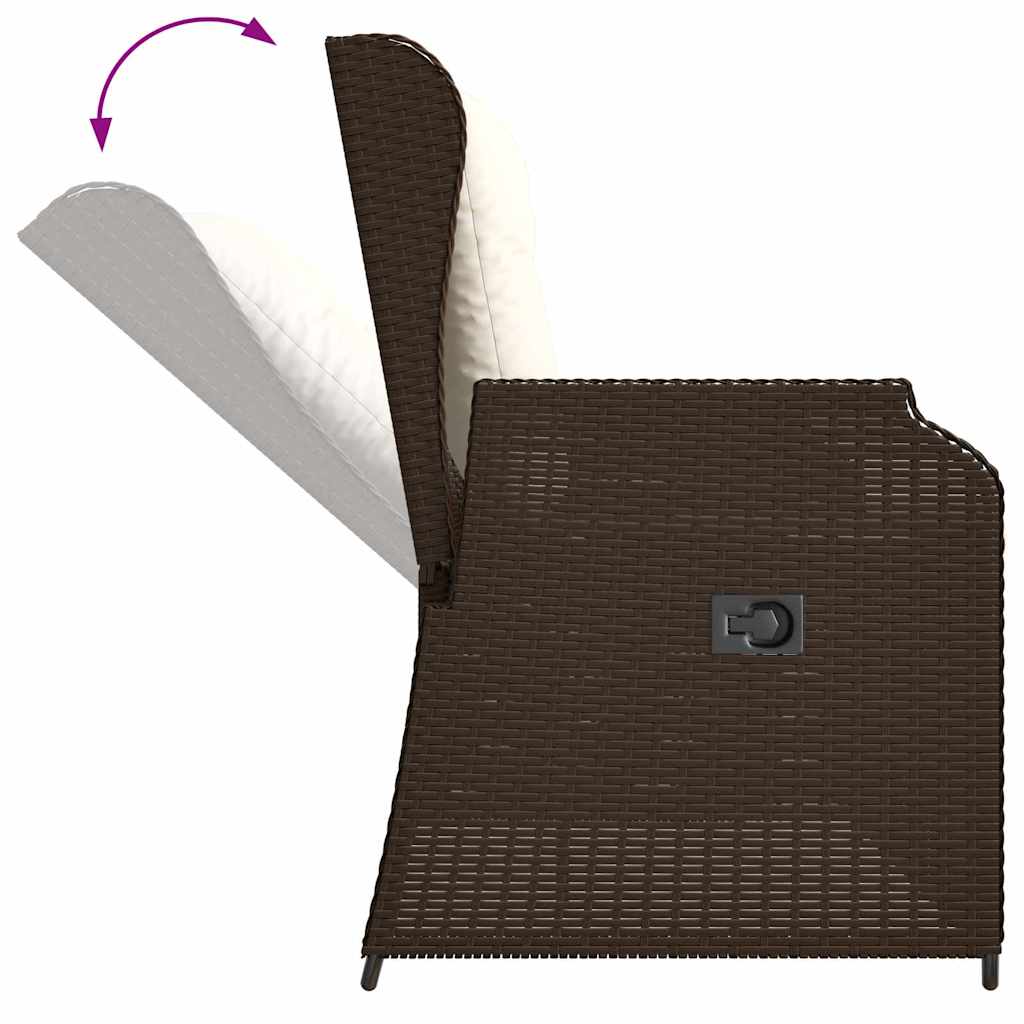 Banco de jardim com almofada Castanho Rattan Sintético