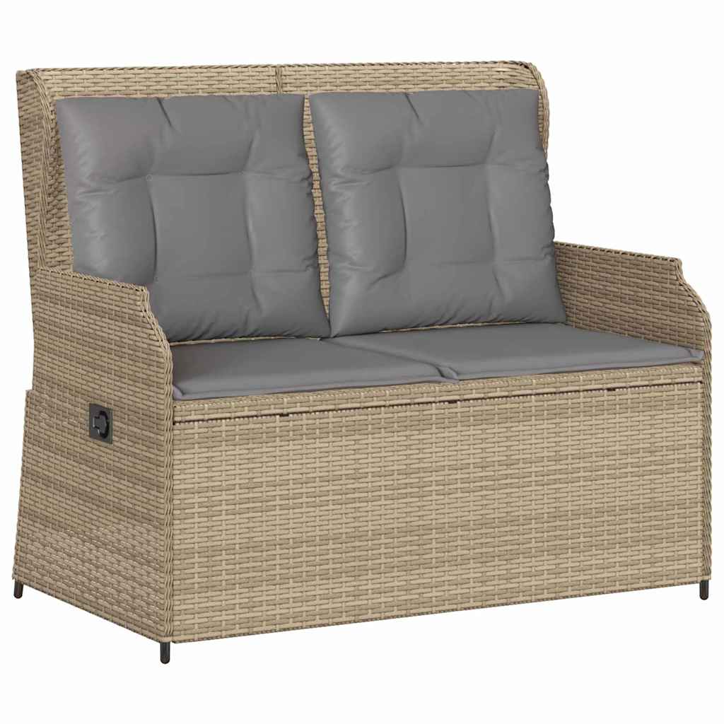 Banco de jardim com almofada Bege Rattan Sintético