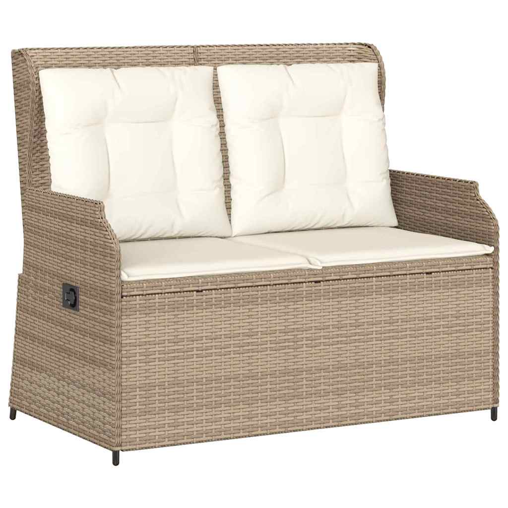 Banco de jardim com almofada Bege Rattan Sintético