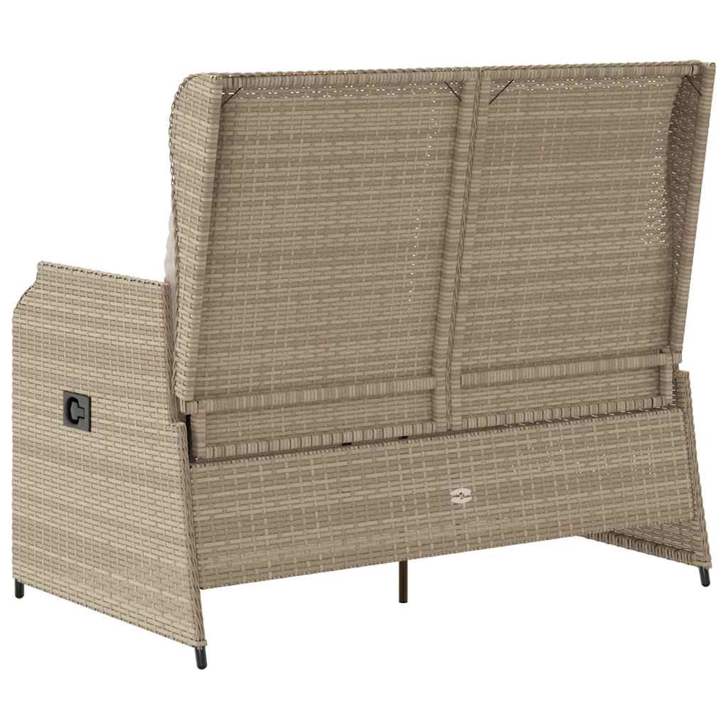 Banco de jardim com almofada Bege Rattan Sintético
