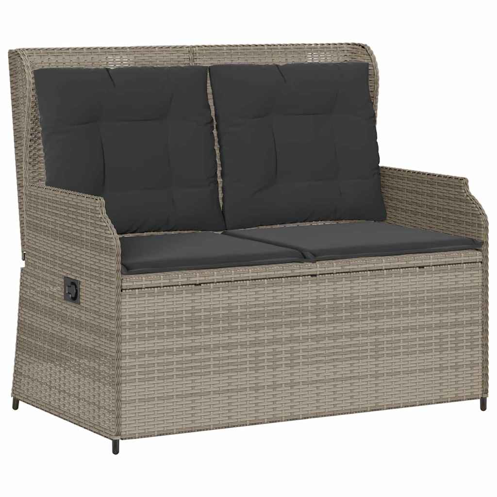 Banco de jardim com almofada Cinzento-claro Rattan Sintético