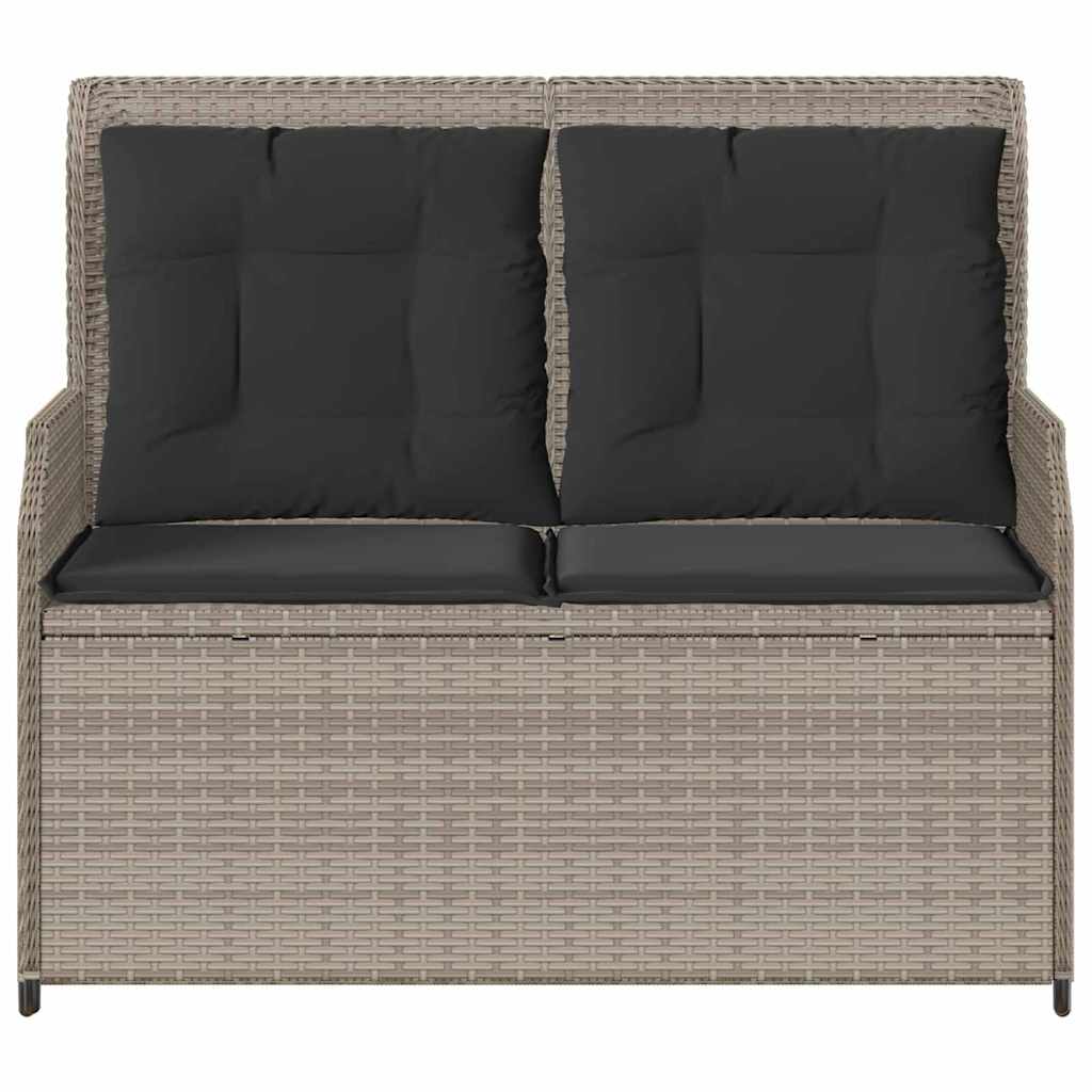 Banco de jardim com almofada Cinzento-claro Rattan Sintético