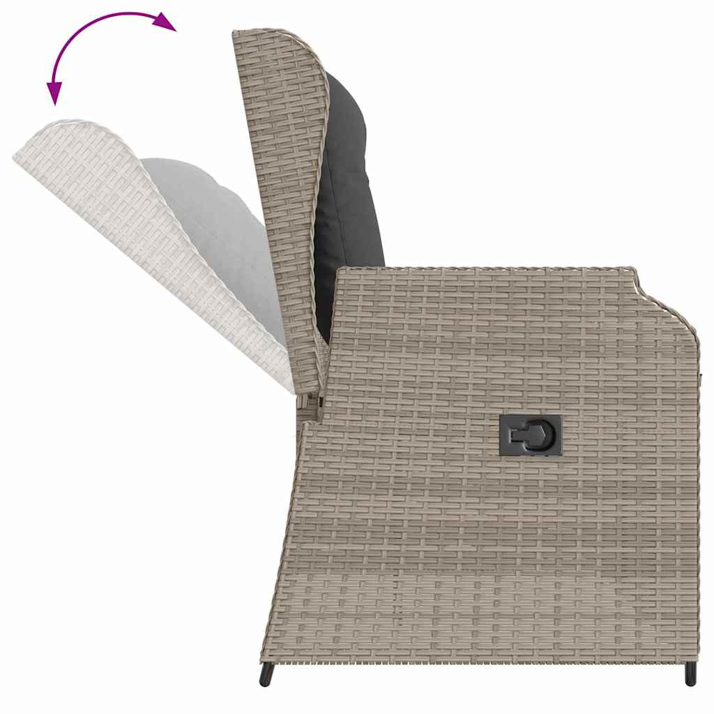 Banco de jardim com almofada Cinzento-claro Rattan Sintético